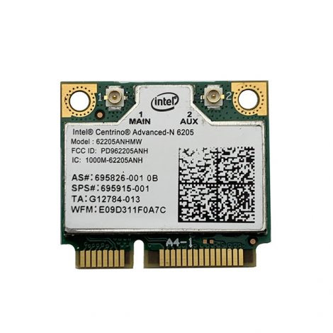 62205ANHMW | Intel Advanced-N Centrino 6205 Dual Band 300Mbps 2.4GHz / 5GHz IEEE 802.11a/b/g/n Half Mini PCI Express Wireless Network Card