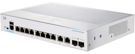 Cisco CBS250-8T-E-2G-NA | Business 250 Series 8 x Ports 1000Base-T + 2 x Ports Combo SFP 1U Rack-mountable Layer 3 Managed Smart Switch