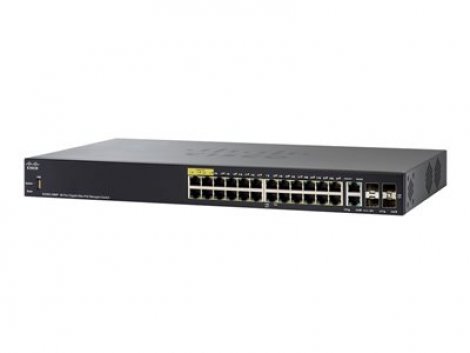 Cisco SG300-28MP-K9EU-RF | Small Business 300 Series SG300-28MP 26 x Ports (24 x Ports PoE+) 10/100/1000Base-T + 2 x Ports Combo SFP (mini-GBIC) Rack-Mountable 1U Layer 3 Managed Gigabit Ethernet Network Switch