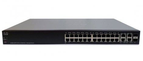 Cisco SF300-24PP-K9-JP | Small Business 300 Series SF300-24PP 24 x Ports PoE+ 10/100Base-T + 2 x Ports SFP + 2 x Ports Combo SFP (Mini-GBIC) Layer 3 Managed Fast Ethernet Network Switch