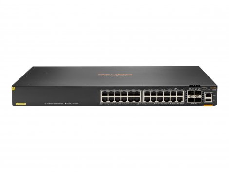 HP JL725B | Aruba CX 6200F 24G Class 4 24x 1000Base-T Class 4 PoE Ports 4x 10G SFP 1x USB-C Console 1x OOBM 1x USB Type-A Host 1x RJ-45 Console Port Switch supporting up to 30W per port