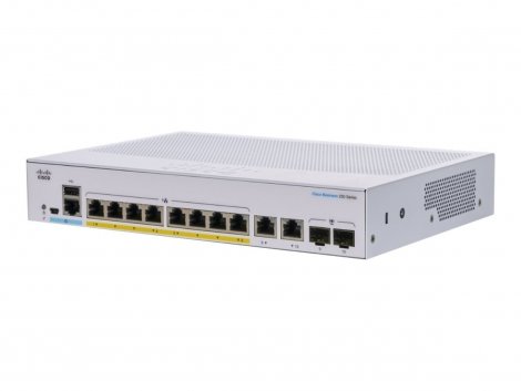 Cisco CBS250-8P-E-2G-EU | Business 250 CBS250-8P-E-2G 8 x Ports PoE+ 10/100/1000Base-T + 2 SFP Ports Layer 2 Managed Rack-mountable Gigabit Ethernet Network Switch