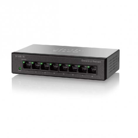 Cisco SF110D-08 | Small Business PoE RJ-45 8-Port X 10/100Base-TX Unmanaged Wall-Mountable Fast Ethernet Desktop Switch