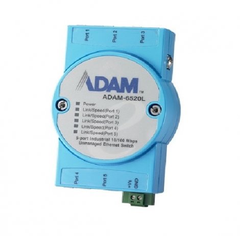 Advantech ADAM-6520L | 5-Ports 10/100Mbps Industrial Unmanaged Ethernet Switch