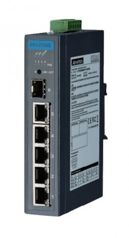 Advantech EKI-2706E-1GFPI-AE | EKI-2706 4FE+1GE SFP Unmanaged Industrial Ethernet Module