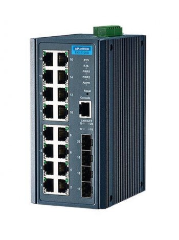 Advantech EKI-2720G-4FI-AE | 16-Ports 1000Base-T + 4-Ports SFP L2 Unmanaged Gigabit Ethernet Network Switch