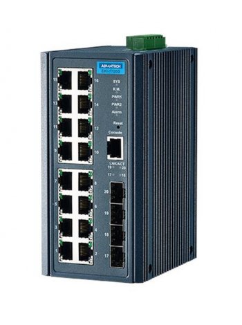 Advantech EKI-2720G-FI-AE | 16-Ports 1000Base-T + 4-Ports SFP L2 Unmanaged Gigabit Ethernet Industrial Switch