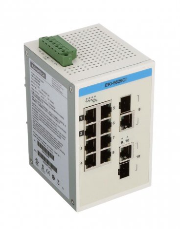 Advantech EKI-5629CI-AE | 8-Ports 1000BaseT + 2-Ports Combo L2 Gigabit Ethernet Extreme Temperature Industrial Switch