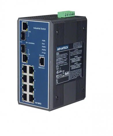 Advantech EKI-7659C-AE | 8-Ports 10/100MM + 2GbE Combo Managed Ethernet Switch