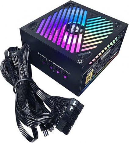 Apevia ATX-PM650W | Premier 650W 80 Plus Gold Certified Active PFC ATX Semi-Modular Gaming Power Supply with 366 RGB Light Modes