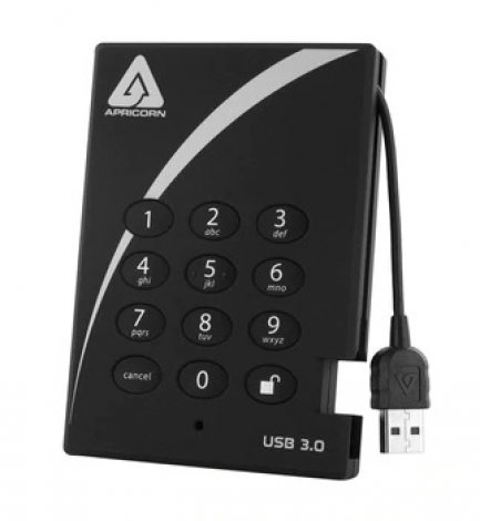 Apricorn A25-3PL256-500 | Aegis Padlock 500GB 5400RPM USB 3.0 8MB Cache Encrypted 2.5-inch External Hard Drive