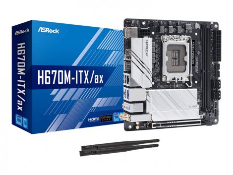 Asrock H670M-ITX/AX | Socket LGA1700 Intel H670 Chipset Mini-ITX USB-C G1 USB 3.2 G1 USB 3.2 G2 USB-C G 2x2 System Board (Motherboard)