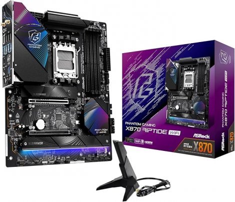 Asrock X870 RIPTIDE WIFI | Phantom Gaming 7 Socket AM5/ DDR5/ SATA3/ USB 4/ M.2/ ATX System Board (Motherboard)