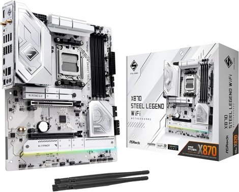 Asrock X870 STEEL LEGEND WIFI | AMD X870 Ryzen Socket AM5 DDR5/ SATA3/ USB 4/ M.2 ATX System Board (Motherboard)