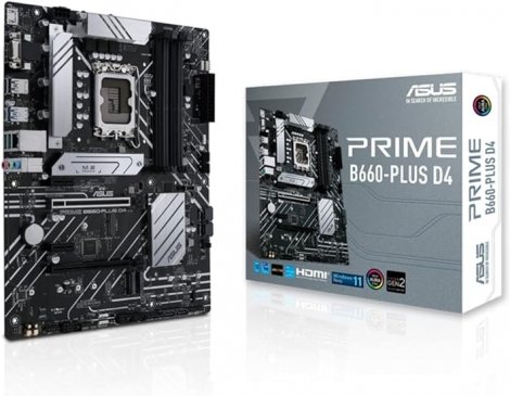 Asus 90MB18X0-M1EAY0 | PRIME B660-PLUS D4 Socket LGA-1700 Intel B660 Chipset Support DDR4 4 x DIMM 4 x SATA 6Gb/s ATX System Board (Motherboard)