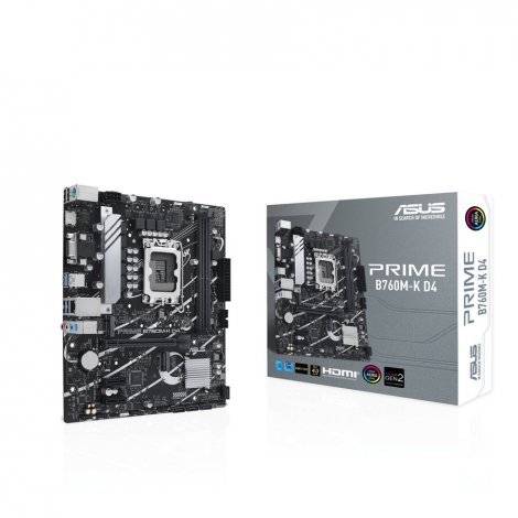 Asus PRIMEB760M-KD4 | Prime B760M-K D4 Desktop System Board (Motherboard) Intel B760 Chipset Socket LGA-1700 Intel Optane Memory Ready Micro ATX