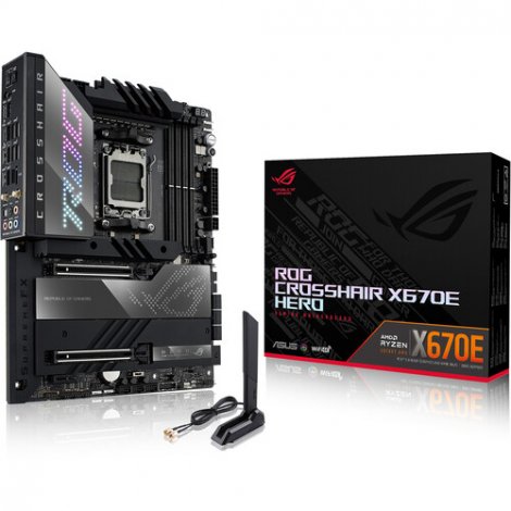 Asus ROG CROSSHAIR X670E HERO | Crosshair X670E HERO AMD X670 Chipset 4 x Dual-Channel DDR5-6400 (OC) Socket AM5 ATX System Board (Motherboard)