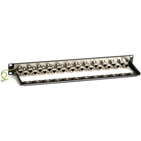 Black Box C6AFP70S-24 | 24 x Ports 1U CAT6A Shielded Feed-Through Patch Panel