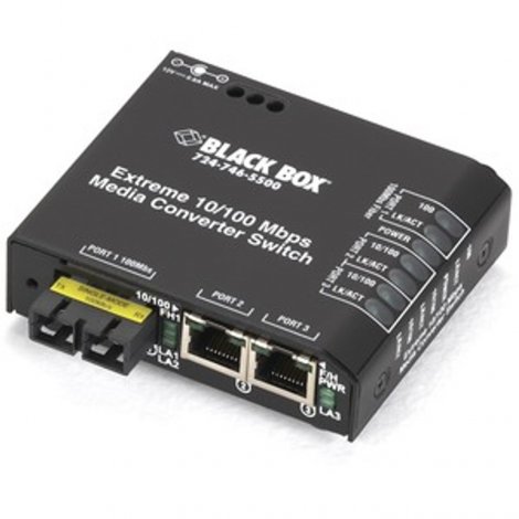 Black Box LBH100AE-P-SSC | NIB-Extreme Media Converter Switch 10-/100-Mbps Copper to 100-M