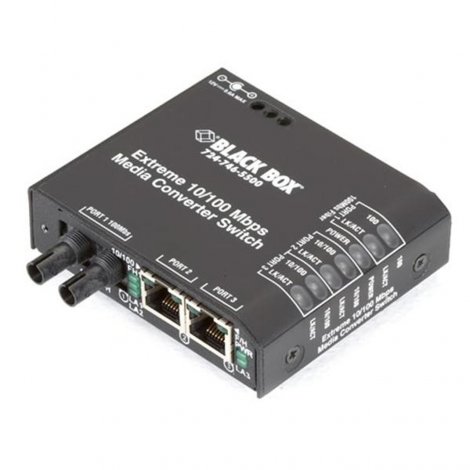 Black Box LBH100AE-P-ST | 10/100Mbps Copper to 100Mbps Fiber NIB-Extreme Media Converter Switch