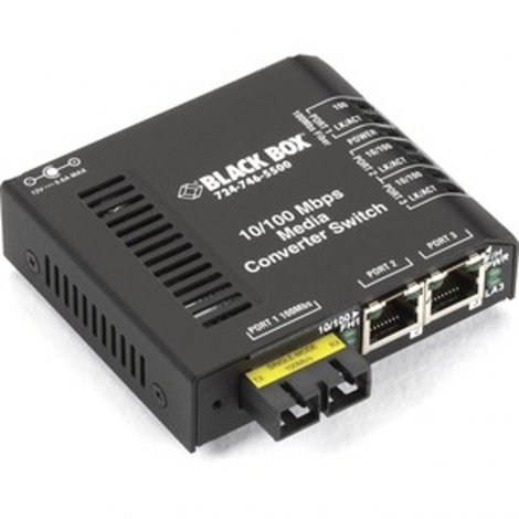 Black Box LBH100AE-SSC | Standard 240-VAC Single-Mode SC Media Converter Switch