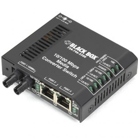 Black Box LBH100AE-ST | Standard 240-VAC Multimode ST Media Converter Switch