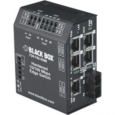 Black Box LBH150A-H-SC-12 | LBH150 Series 5-Ports 10/100Base-T + 1-Port 100Base-T L2 Fast Ethernet Hardened Heavy-Duty Edge Switch