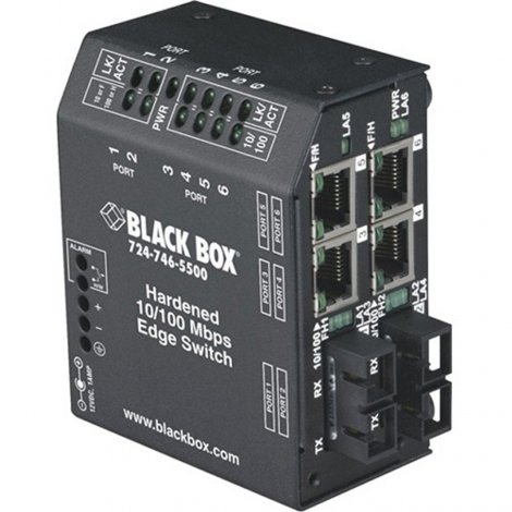 Black Box LBH240A-H-ST-24 | LBH240 Series 4 x Ports 10/100Base-T RJ-45 + 2 x Ports 100Base-T Fast Ethernet Hardened Temperature Switch