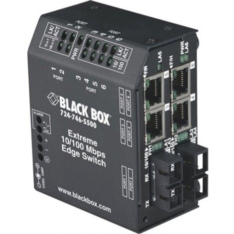 Black Box LBH240A-P-ST-12 | NIB-Heavy-Duty Extreme (4) Copper + (2) Fiber Port Edge Switches