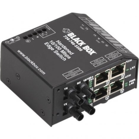 Black Box LBH240AE-H-ST | NIB-Heavy-Duty Hardened (4) Copper + (2) Fiber Port Edge Switch
