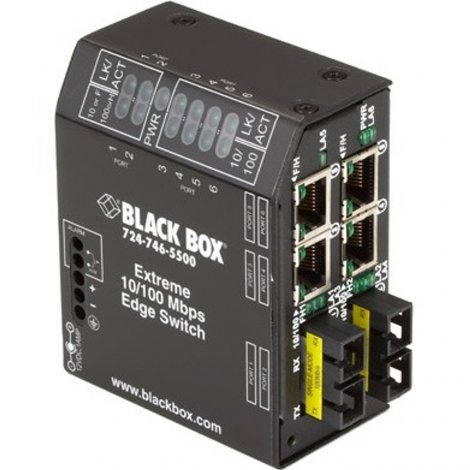 Black Box LBH240AE-P-SSC | NIB-Heavy-Duty Extreme (4) Copper + (2) Fiber Port Edge Switches