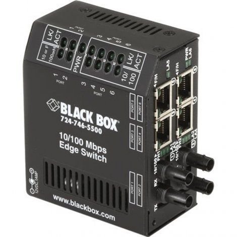 Black Box LBH240AE-ST | NIB-Heavy-Duty Standard (4) Copper + (2) Fiber Si Edge Switch