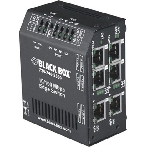 Black Box LBH600A-H-24 | NIB-Heavy-Duty (6) Copper Ports Hardened 24-VDC Edge Switch