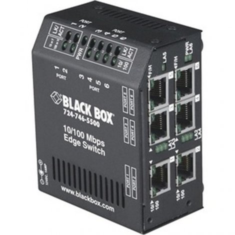 Black Box LBH600A-P-12 | 6 x Ports 10/100Base-T RJ-45 Layer 2 Fast Ethernet Heavy Duty Edge Network Switch