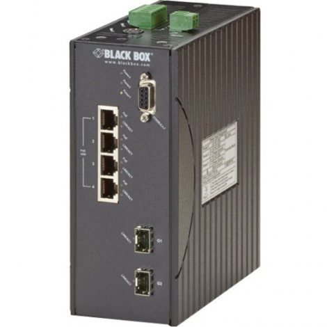 Black Box LEH1104A-2GSFP | LEH1104 Series 4-Ports 10/100Base-T PoE+ + 2-Ports 1000Base-X L2 Managed Gigabit Ethernet Extreme Temperature Switch