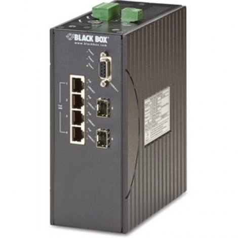Black Box LEH1104A-2SFP | LEH1104 Series 4-Ports 10/100Base-T PoE+ RJ-45 + 2-Ports 100Base-FX SFP L2 Managed Fast Ethernet Industrial Network Switch