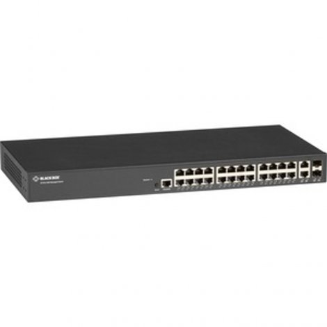 Black Box LGB1126A-R2 | 24-Ports 1000Base-T RJ-45 + 2-Ports 1000Base-X SFP RM L2 Managed Gigabit Ethernet Network Switch