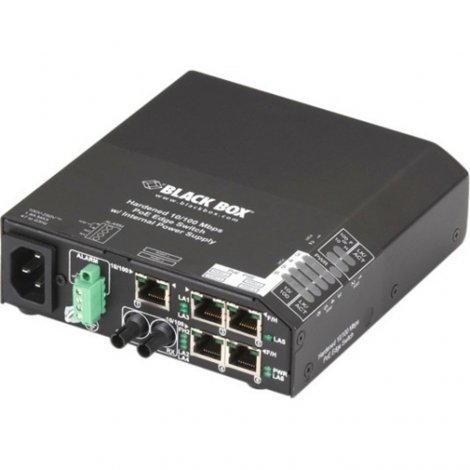 Black Box LPH240A-H-ST | 5-Ports 10/100Base-T PoE RJ-45 L2 Fast Ethernet Hardened Temperature Switch