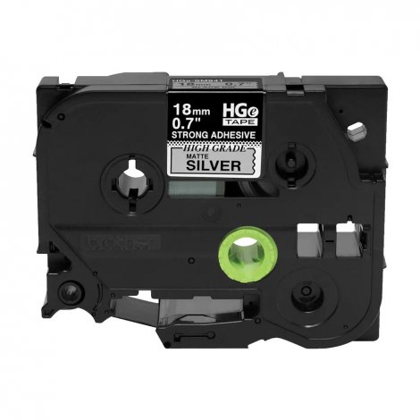 Brother HGES9415PK | Black on Matte Silver Extra-Strength Adhesive Label Tape