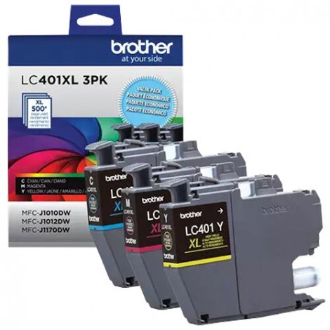 Brother LC401XL3PKS | 3-Color High Yield Ink Cartridge Combo Pack
