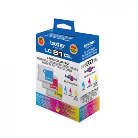 Brother LC51CL3PKS | Tri-Color Cyan/Magenta/Yellow Ink Cartridge 3-Pack