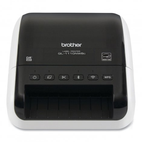 Brother QL-1110NWBC | Monochrome Label Print Desktop Direct Thermal Printer White, Glossy Black