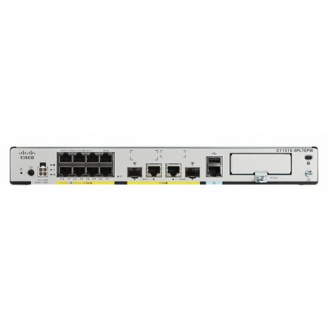 Cisco C1131X-8PLTEPWE | ISR 1100X 8 x Ports 1000Base-T RJ-45 2 x Ports WAN 2 x Ports SFP (mini-GBIC) Wi-Fi 5 Dual Band Rack-mountable Router