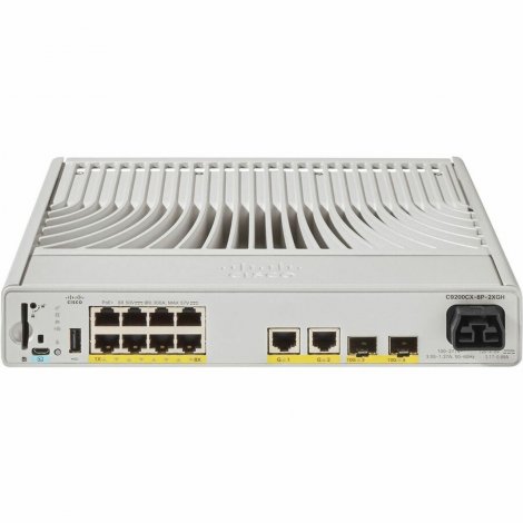 Cisco C9200CX-8P2X2GA-RF | Catalyst 9200 8 x Ports 1000Base-T PoE+ 2 x Ports 1000Base-T RJ-45 2 x 10GbE SFP+ Layer 3 managed Rack-mountable Network Switch