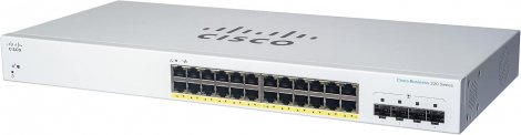 Cisco CBS220-24T4GCN-RF | CBS220 Smart 24 x Port 1000Base-T RJ-45 4 x Ports 1GbE SFP Smart Network Switch
