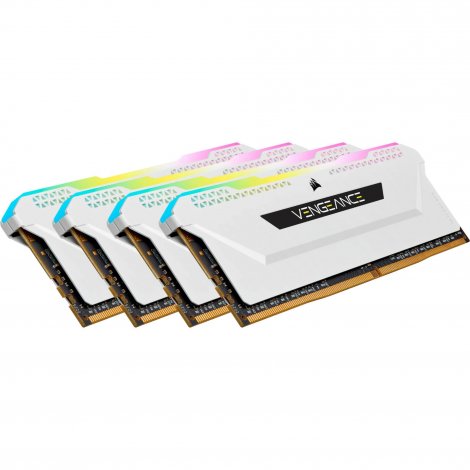 Corsair CMH32GX4M4E3200C16W | Vengeance 32GB Kit (4 x 8GB) PC4-25600 DDR4-3200MHz non-ECC Unbuffered CL16 288-Pin DIMM Memory