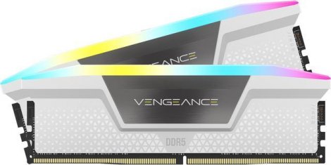 Corsair CMH64GX5M2B5200C40W | Vengeance RGB 64GB (2x32GB) Kit DDR5-5200Mhz PC5-41600 Unbuffered CL40 288-pin DIMM Memory Module White