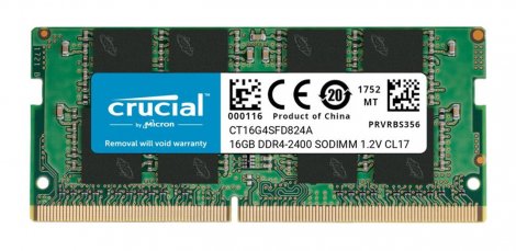 Crucial CT16G4SFD824A.C16FBD | 16GB PC4-19200 DDR4-2400MHz non-ECC Unbuffered CL17 260-Pin SoDimm 1.2V Dual Rank Memory Module
