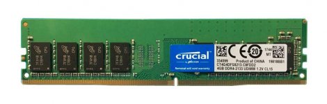 Crucial CT4G4DFS8213.C8FDD2 | 4GB PC4-17000 DDR4-2133MHz non-ECC Unbuffered CL15 288-Pin DIMM 1.2V Single Rank Memory Module