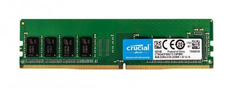 Crucial CT8G4DFS8213.C8FAD1 | 8GB PC4-17000 DDR4-2133MHz non-ECC Unbuffered CL15 288-Pin DIMM 1.2V Dual Rank Memory Module